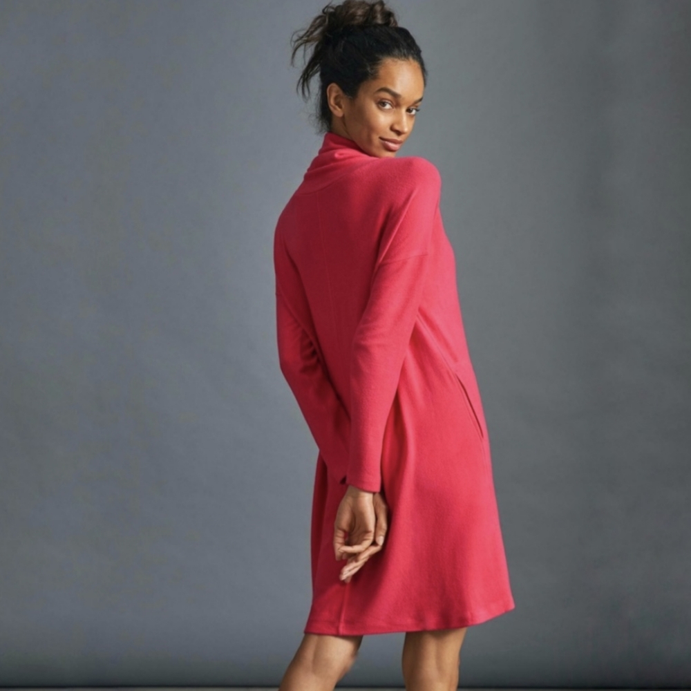Oversized Fleece Sweater Dress XS - Saturday Sunday Hot Pink Raspberry